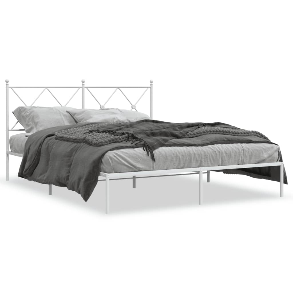 Sengeramme i metall med sengegavl hvit 160x200 cm