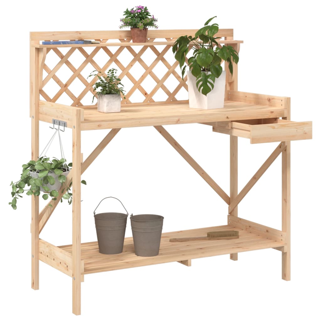 Pottebenk med espalier heltre gran