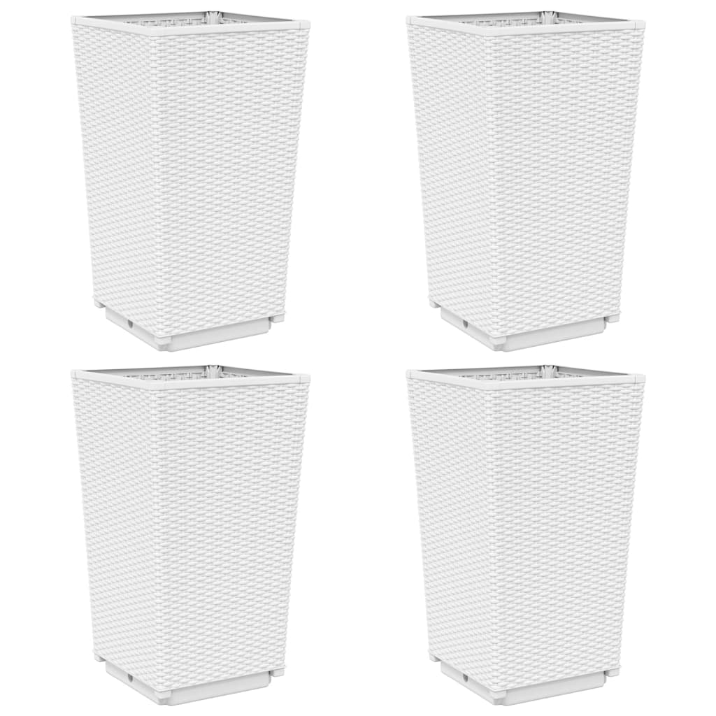 Plantekasser 4 stk hvit 32,5x32,5x57 cm PP