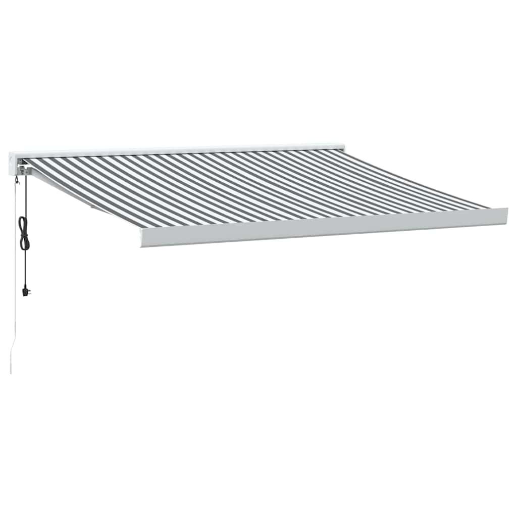 Uttrekkbar markise antrasitt og hvit 3x2,5 m stoff og aluminium