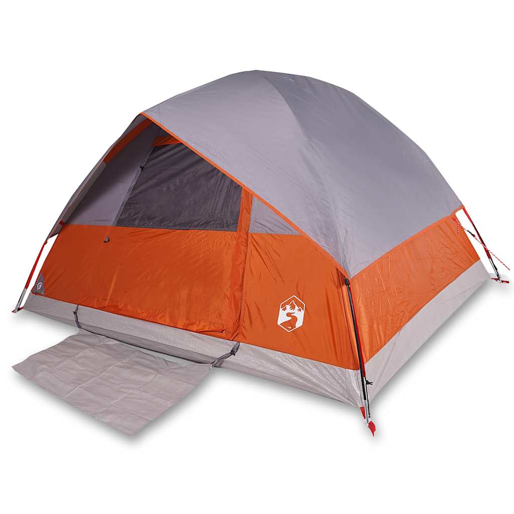 Kuppeltelt for camping 3 personer oransje vanntett