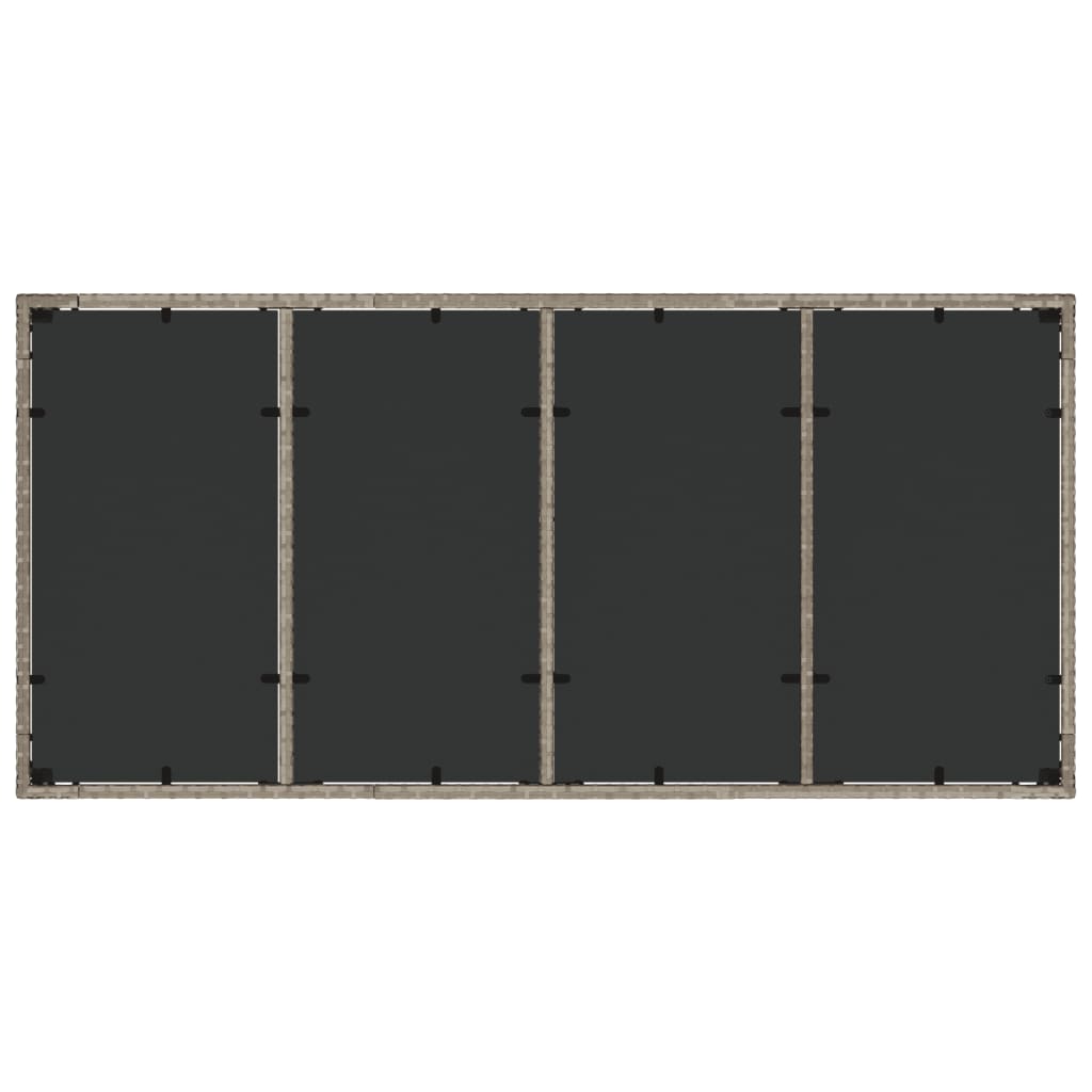 Hagebord med glassplate lysegrå 190x90x75 cm polyrotting