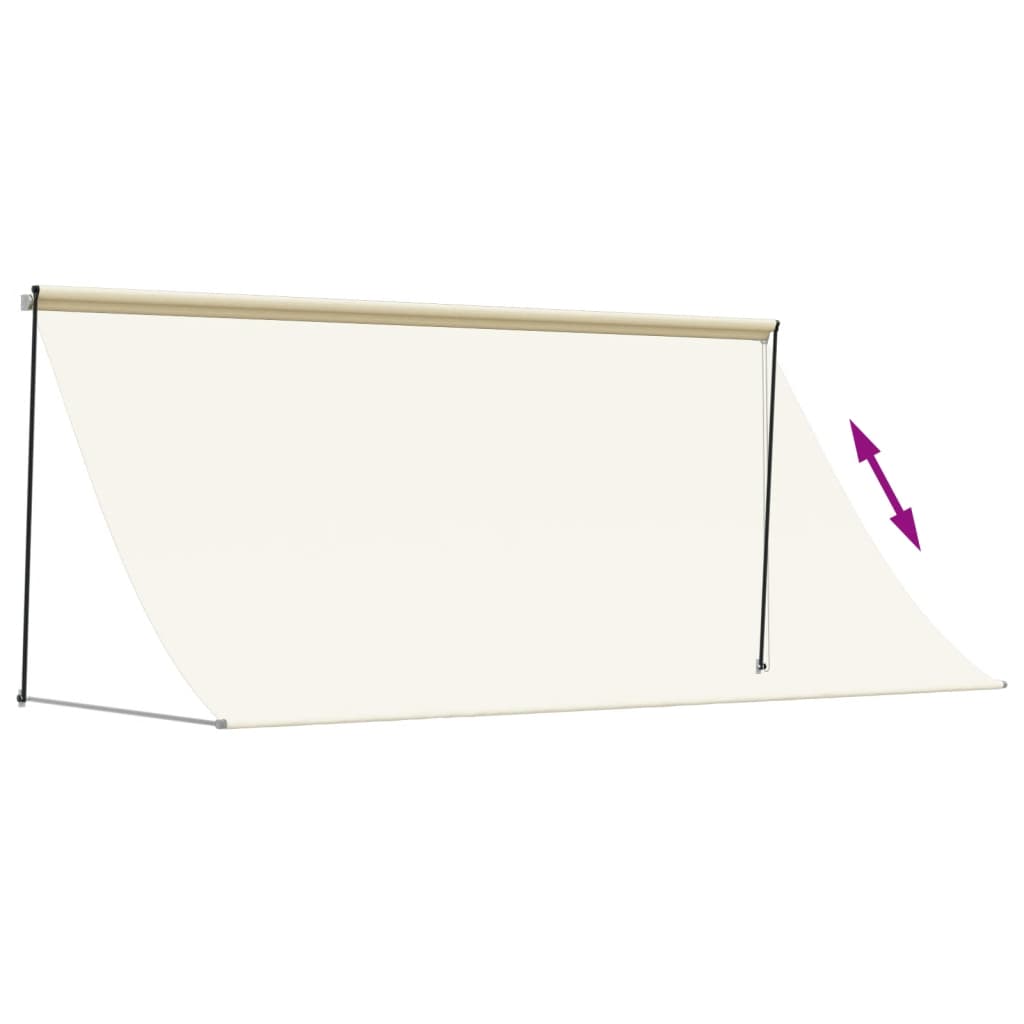Uttrekkbar markise kremhvit 300x150 cm stoff og stål