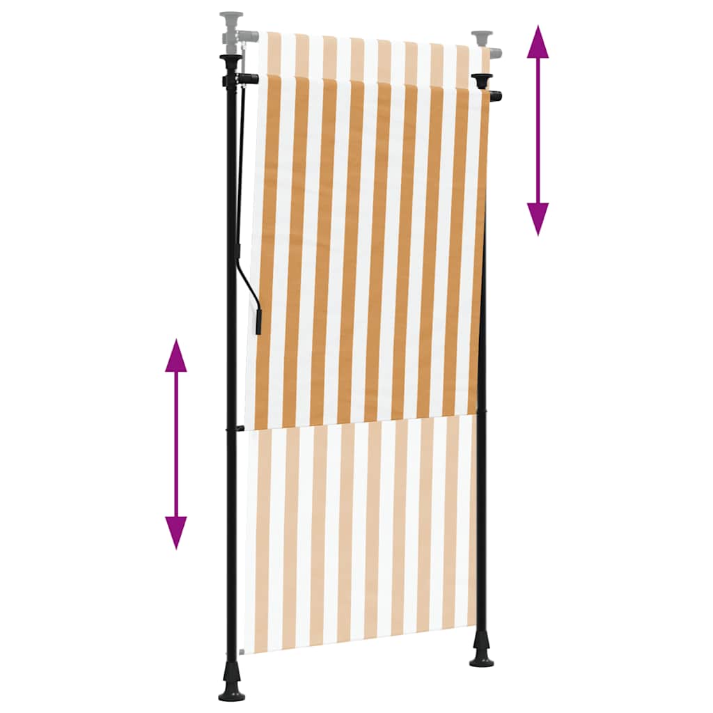 Utendørs rullegardin oransje og hvit 120x270 cm stoff og stål