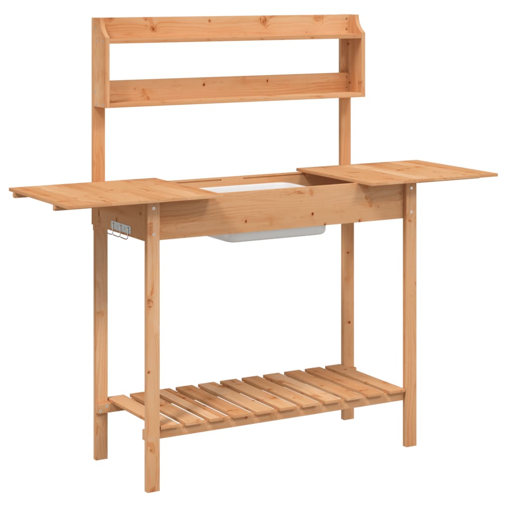 Pottebord med skap 147,5x44x139,5 cm heltre gran