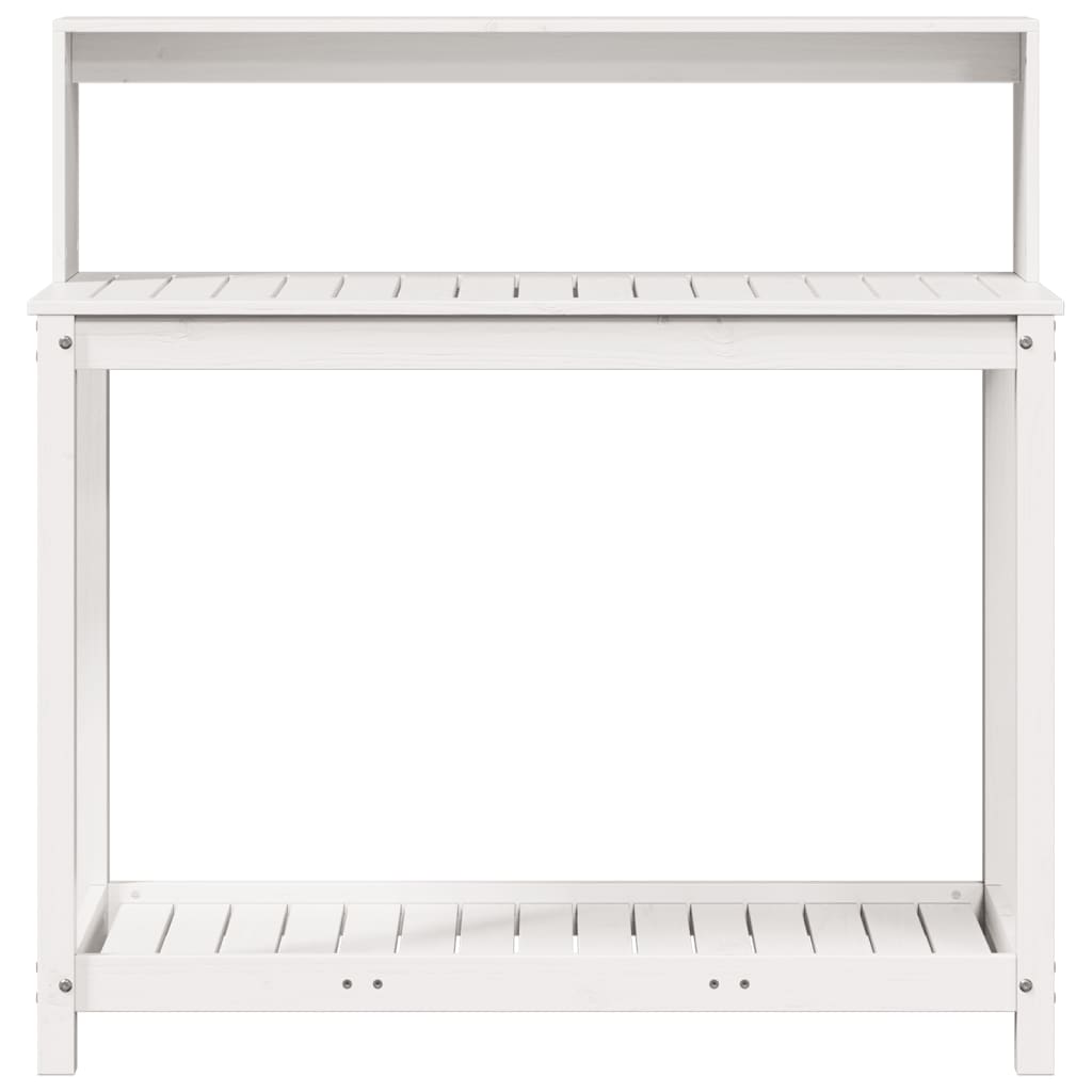 Pottebord med hyller hvit 108x50x109,5 cm heltre furu