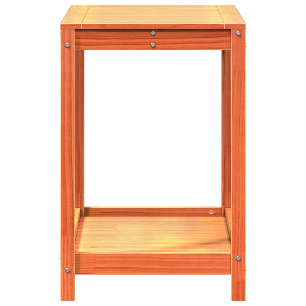 Pottebord med hylle voksbrun 82,5x50x75 cm heltre furu