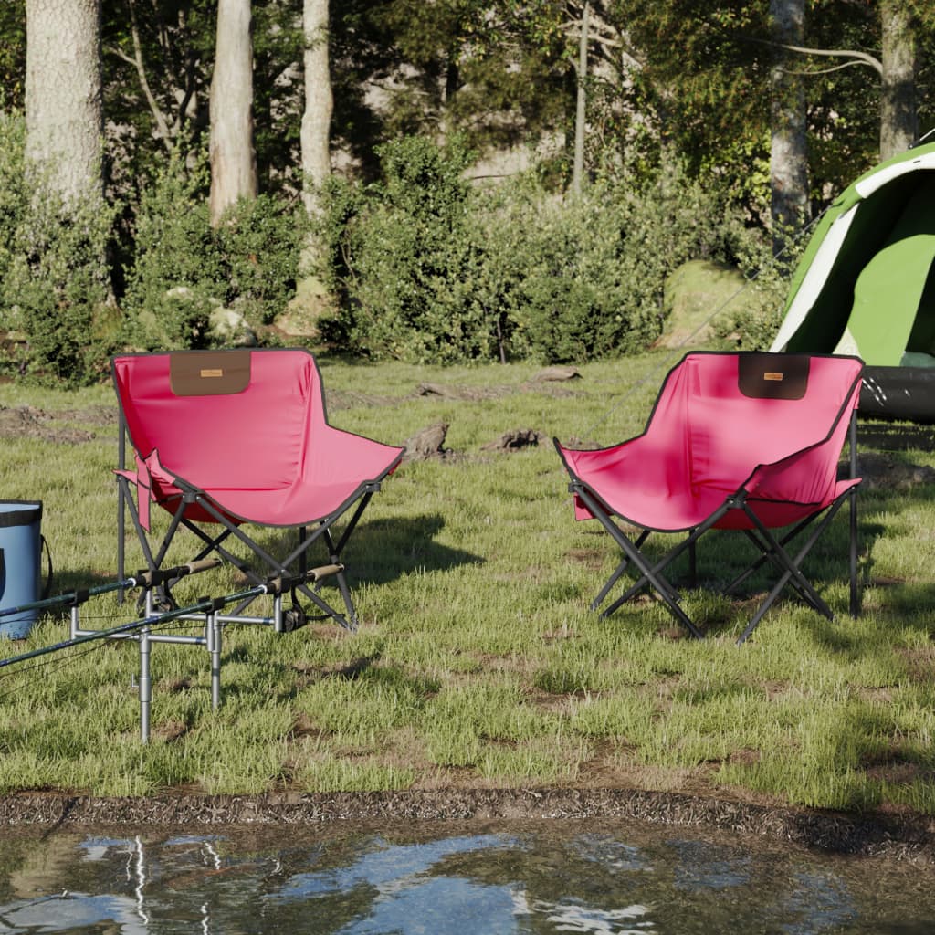 Campingstoler med lomme 2 stk sammenleggbar rosa