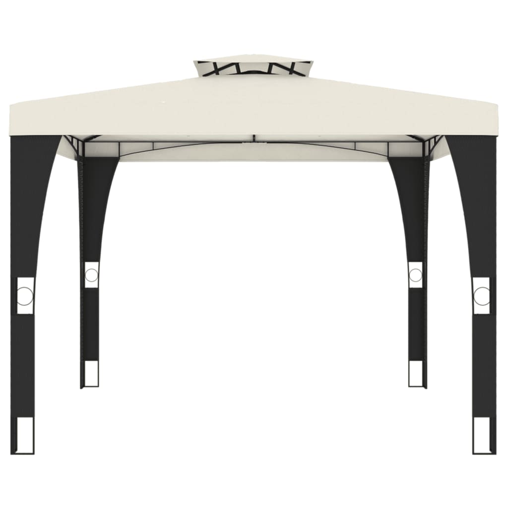 Paviljong med dobbelttak kremhvit 2,98x2,98 m stål