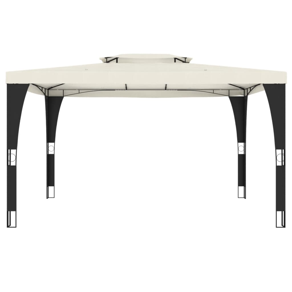 Paviljong med dobbelttak kremhvit 3,98x2,98 m stål