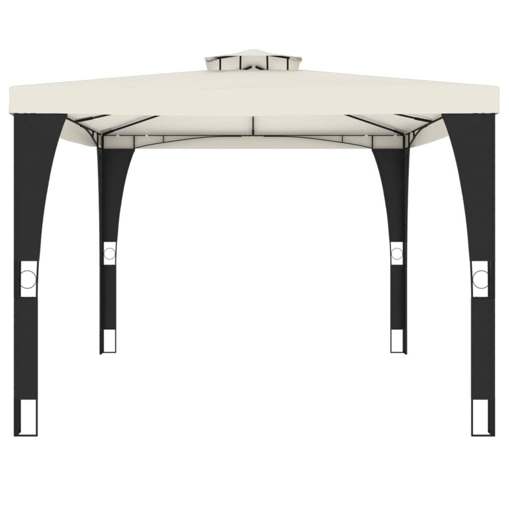 Paviljong med dobbelttak kremhvit 3,98x2,98 m stål