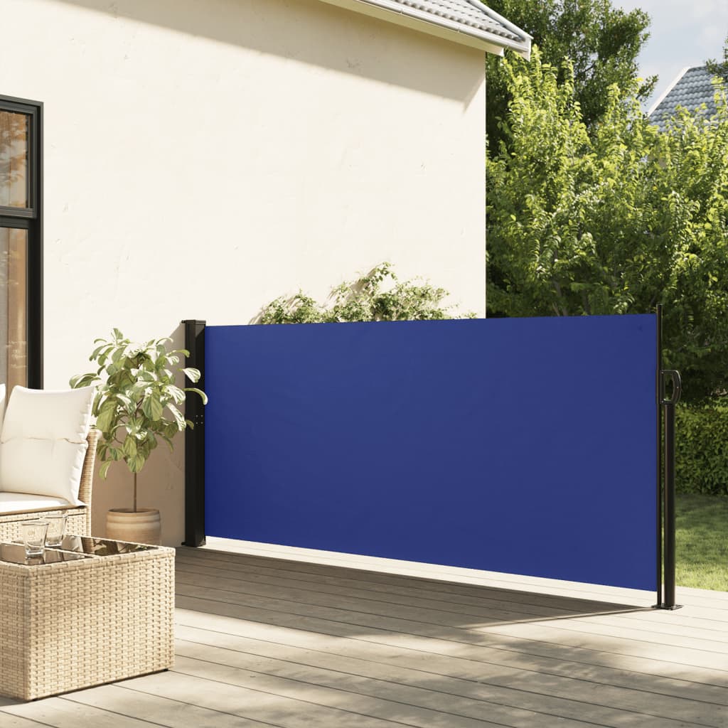 Uttrekkbar sidemarkise blå 120x300 cm