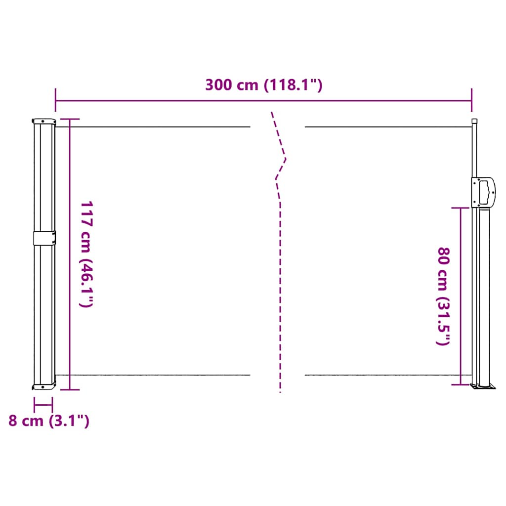Uttrekkbar sidemarkise brun 117x300 cm