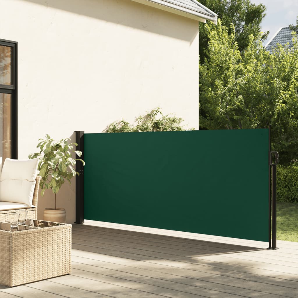 Uttrekkbar sidemarkise mørkegrønn 140x500 cm