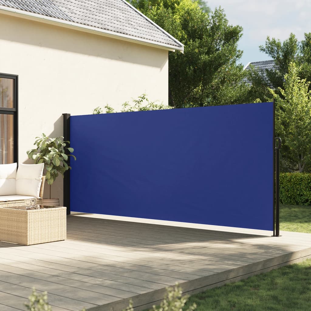 Uttrekkbar sidemarkise blå 160x500 cm