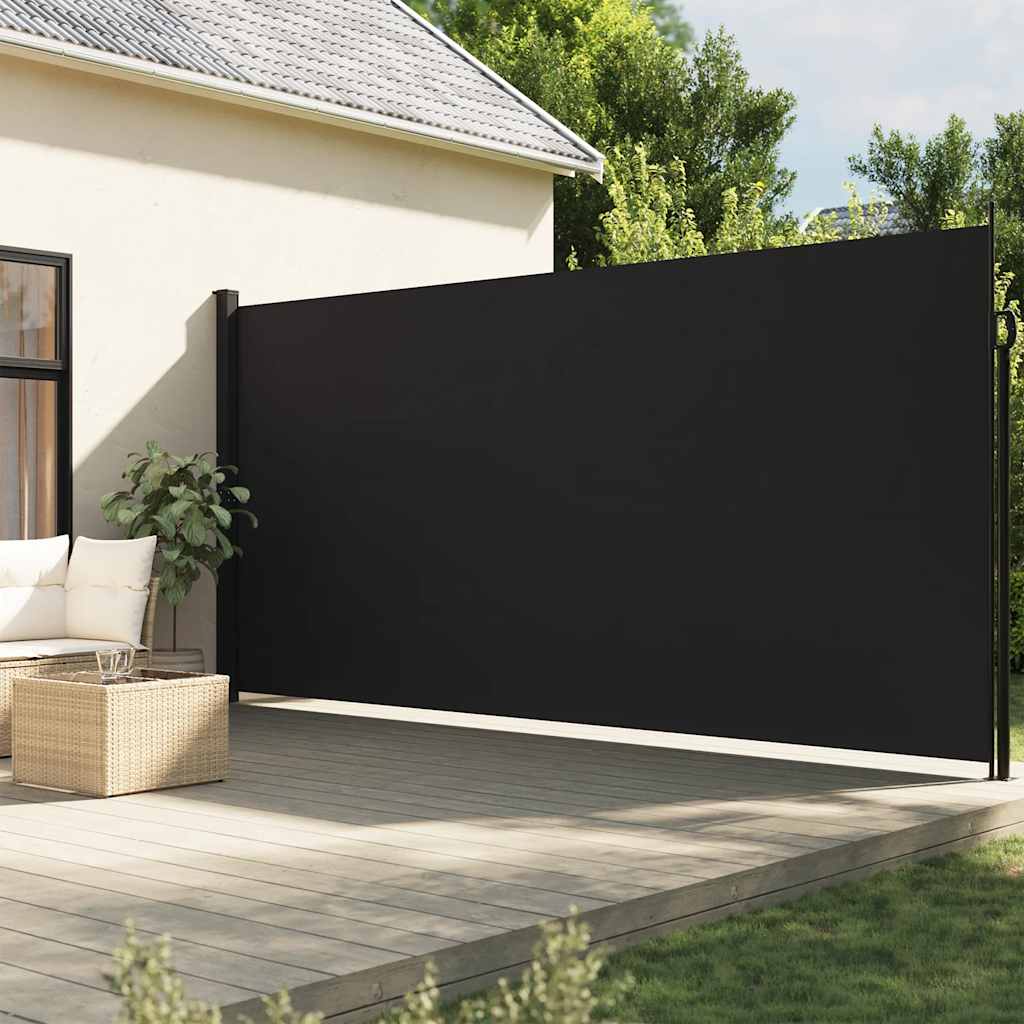 Uttrekkbar sidemarkise svart 200x500 cm