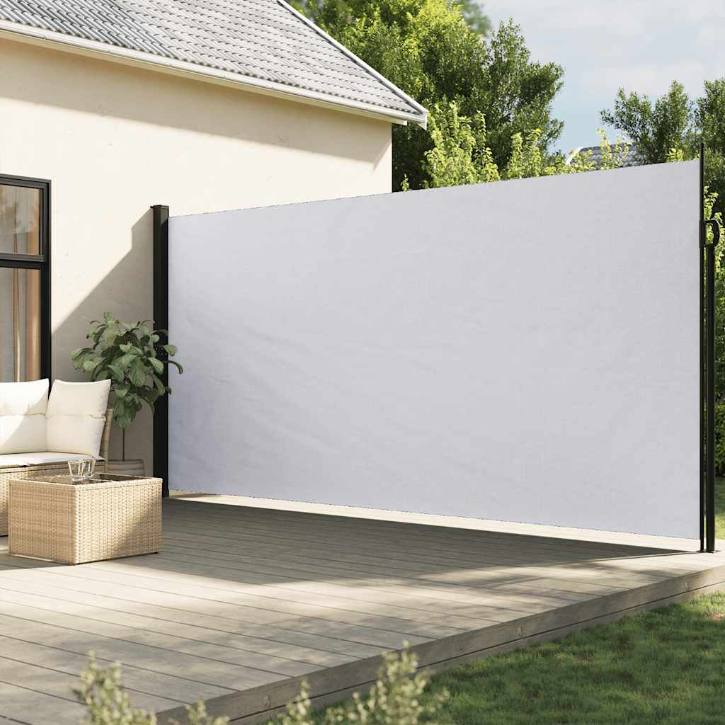 Uttrekkbar sidemarkise hvit 200x600 cm