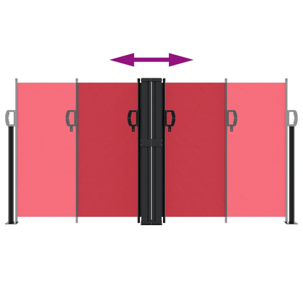 Uttrekkbar sidemarkise 120x600 cm rød