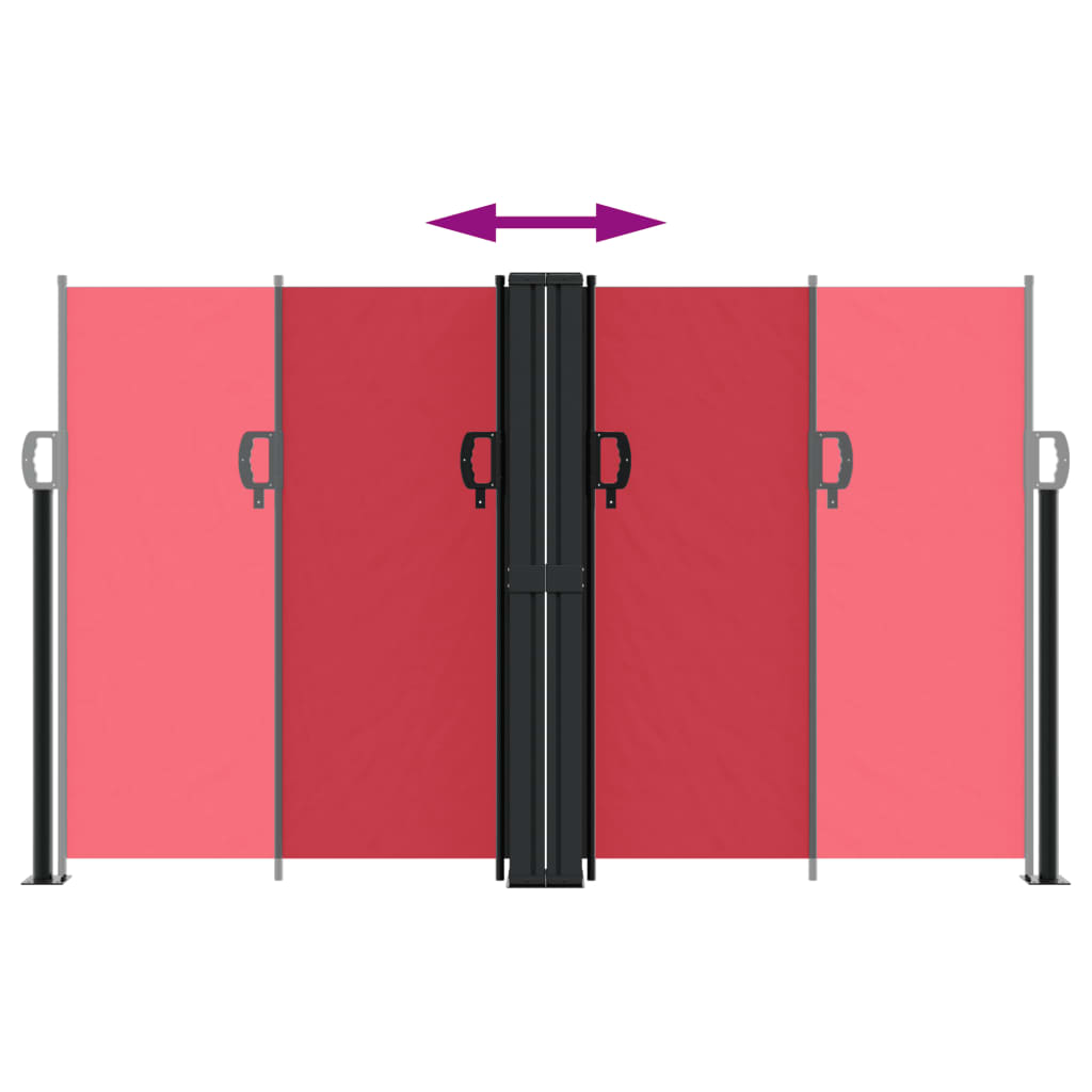 Uttrekkbar sidemarkise 140x600 cm rød