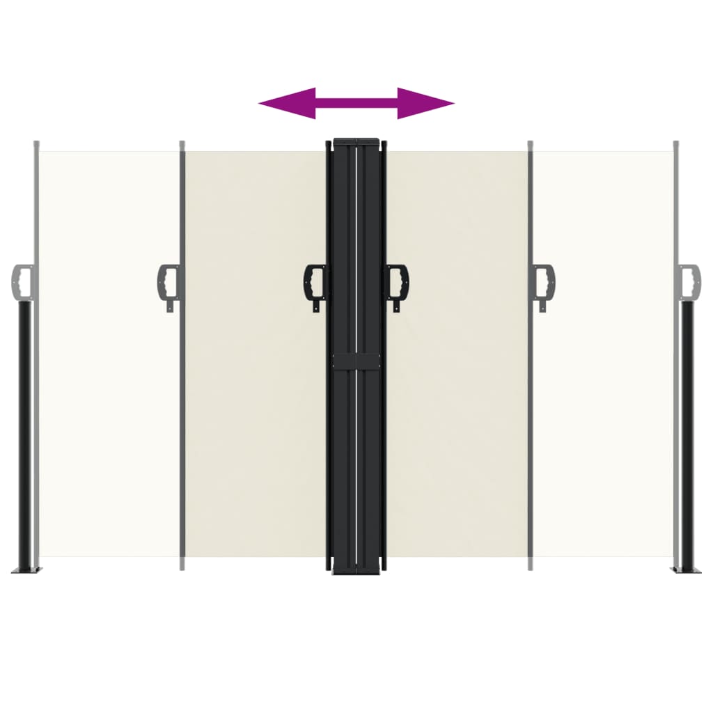 Uttrekkbar sidemarkise kremhvit 160x600 cm