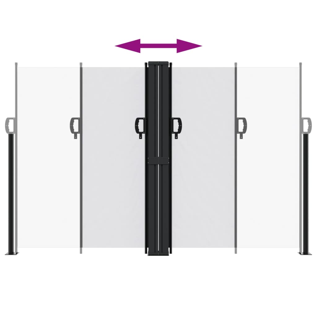 Uttrekkbar sidemarkise hvit 160x600 cm