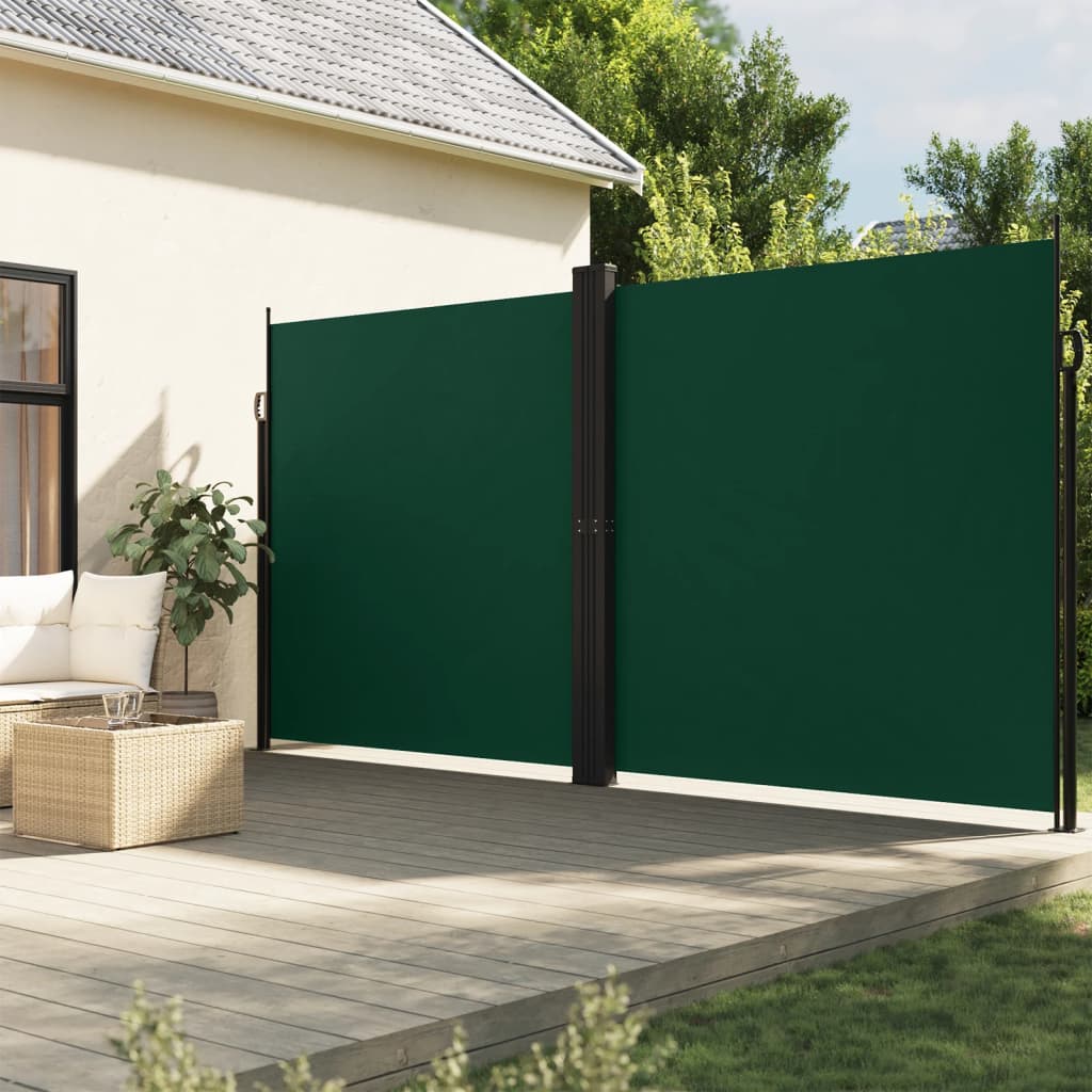 Uttrekkbar sidemarkise mørkegrønn 200x600 cm