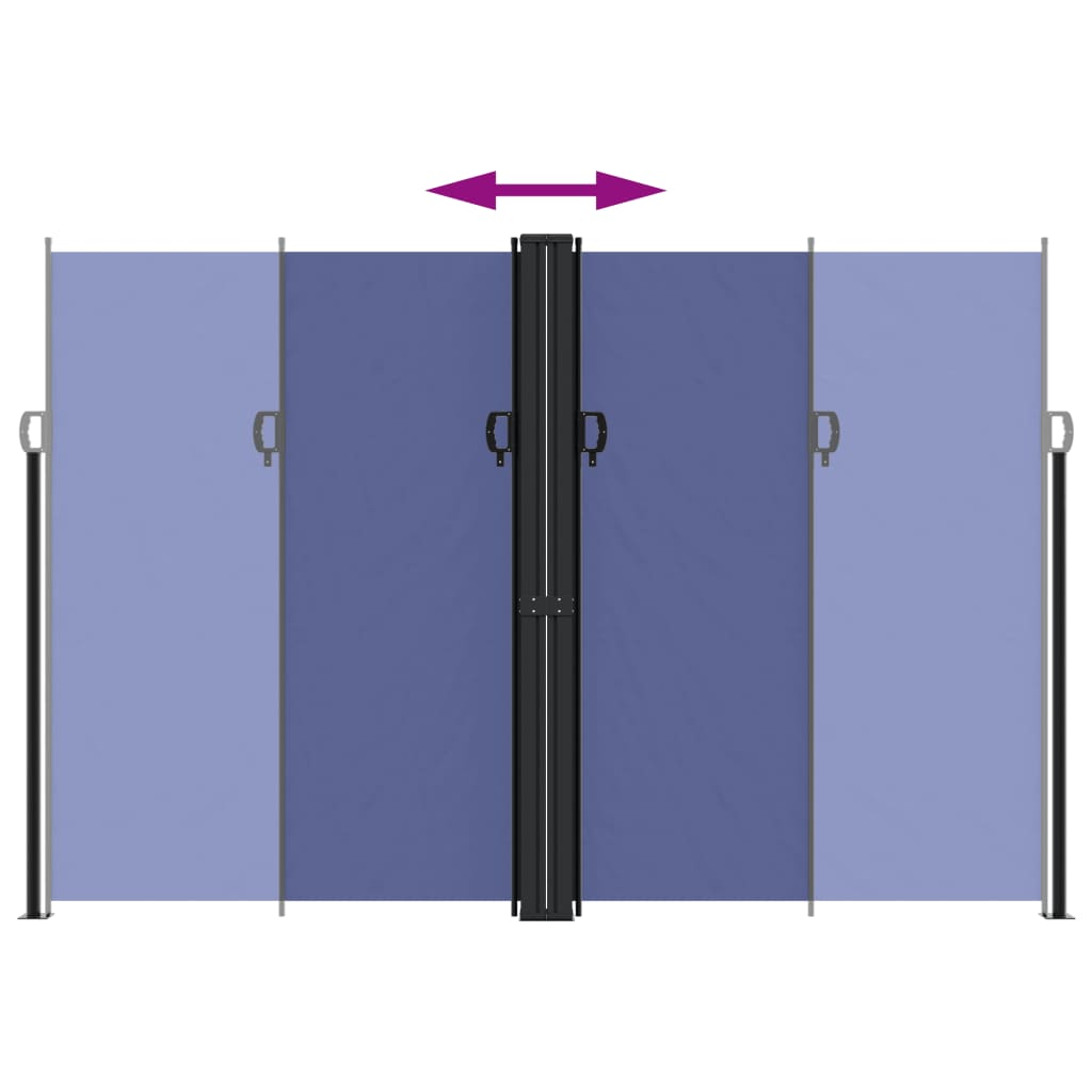 Uttrekkbar sidemarkise blå 220x600 cm