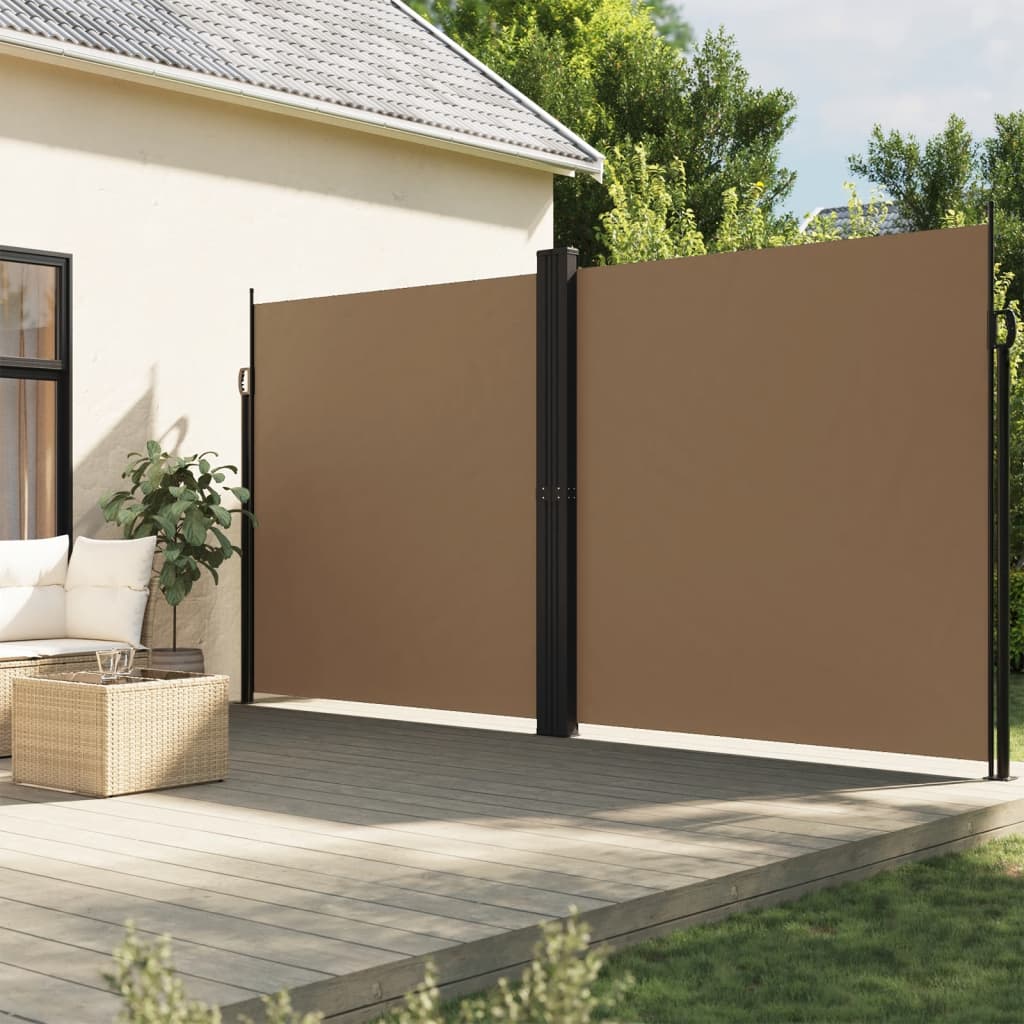 Uttrekkbar sidemarkise gråbrun 220x600 cm