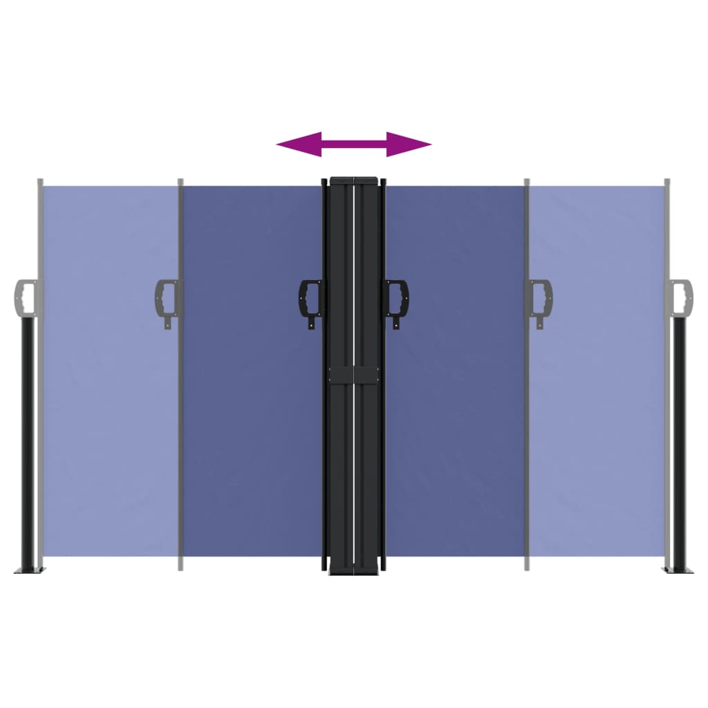 Uttrekkbar sidemarkise 140x1000 cm blå