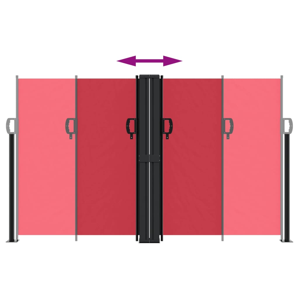 Uttrekkbar sidemarkise 140x1000 cm rød