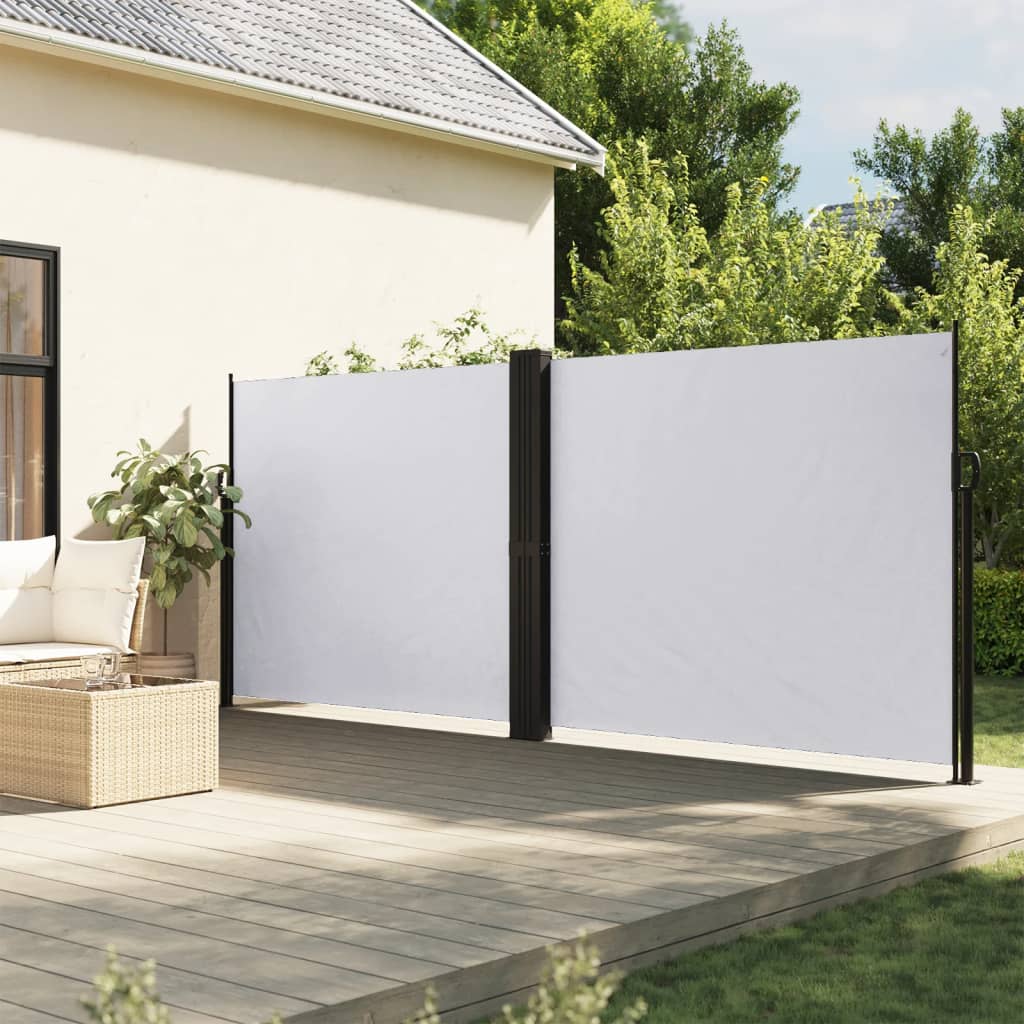 Uttrekkbar sidemarkise hvit 160x1000 cm