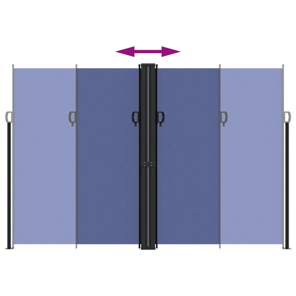 Uttrekkbar sidemarkise blå 220x1000 cm