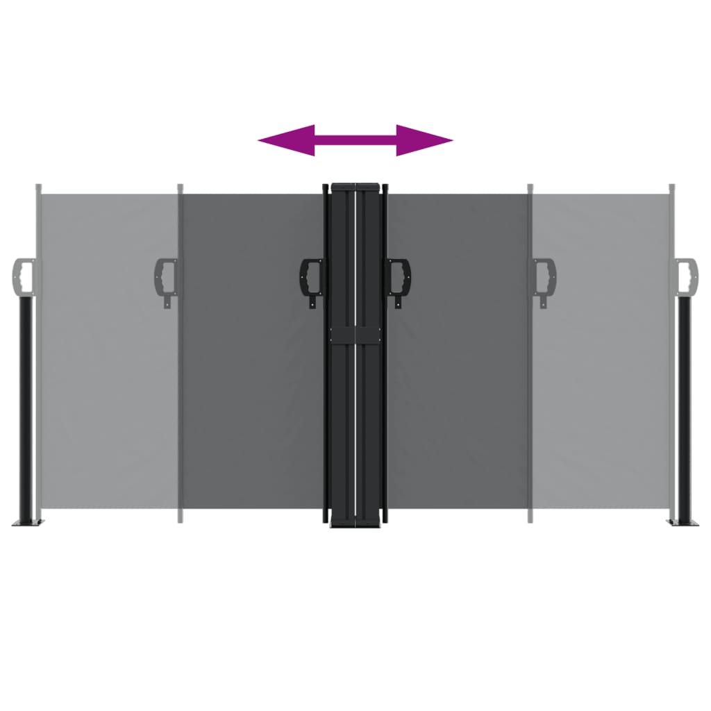 Uttrekkbar sidemarkise svart 120x1200 cm
