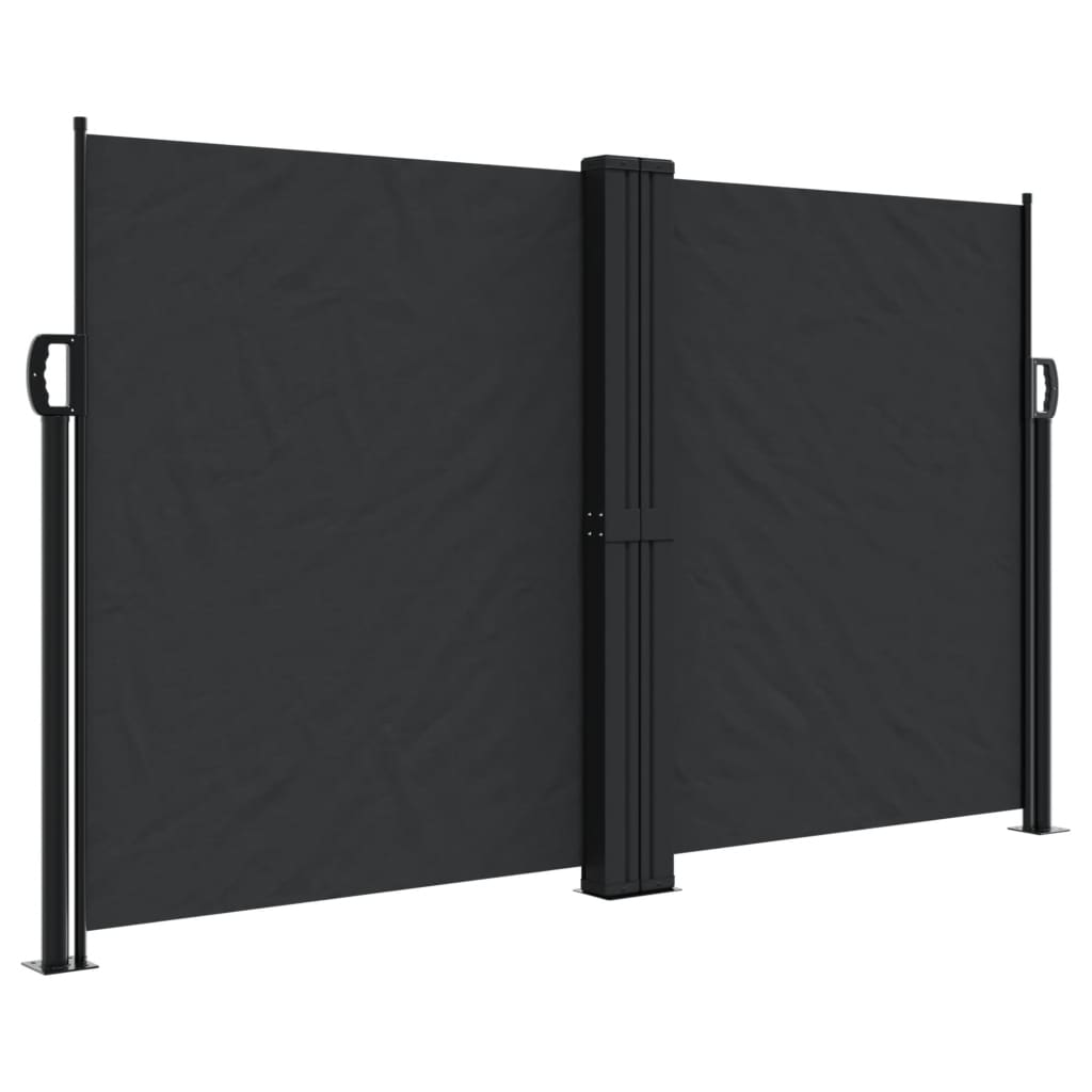Uttrekkbar sidemarkise svart 140x1200 cm