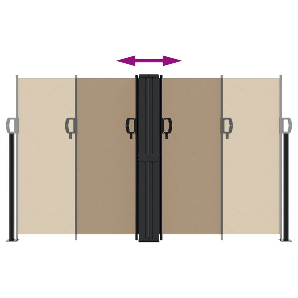 Uttrekkbar sidemarkise gråbrun 140x1200 cm