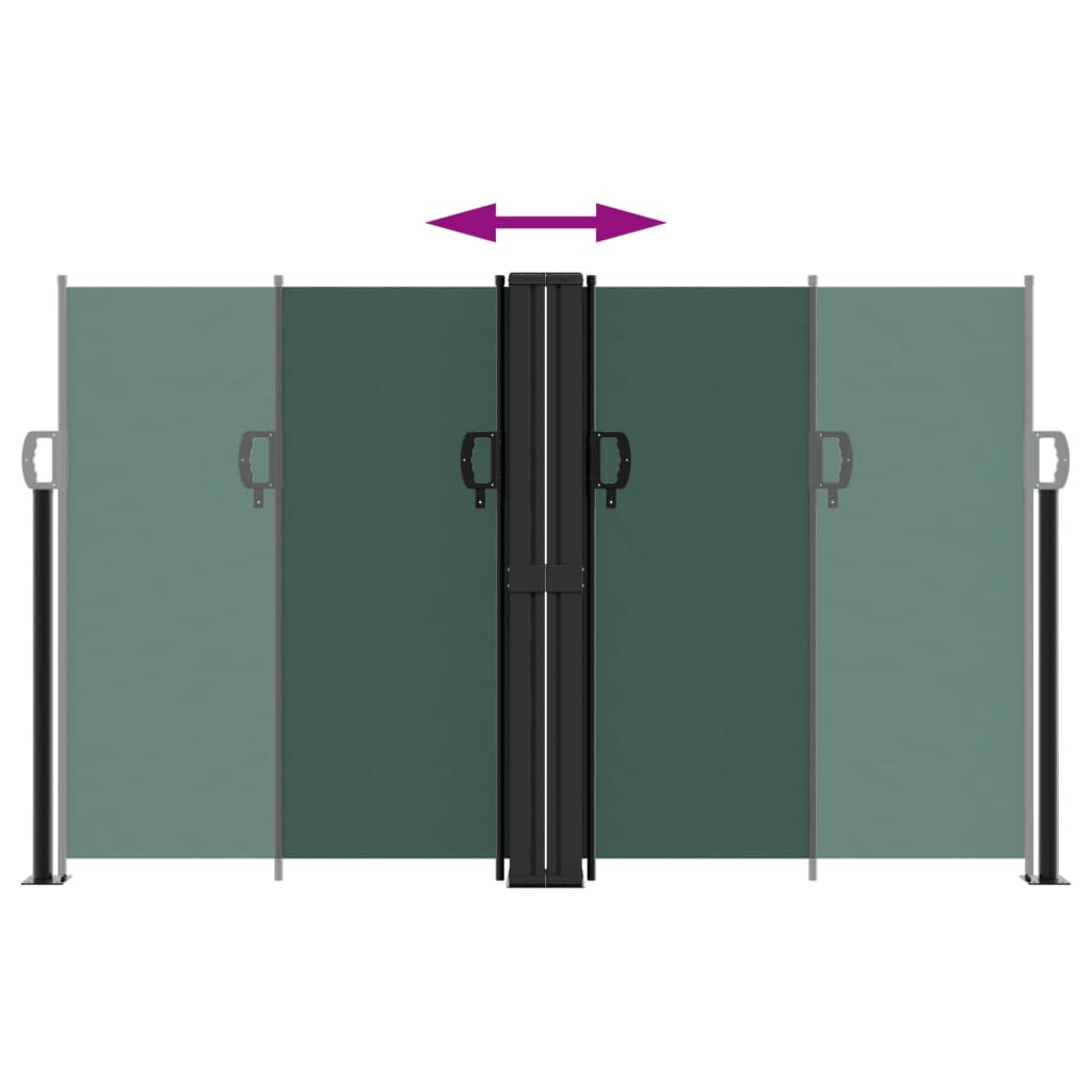 Uttrekkbar sidemarkise mørkegrønn 140x1200 cm