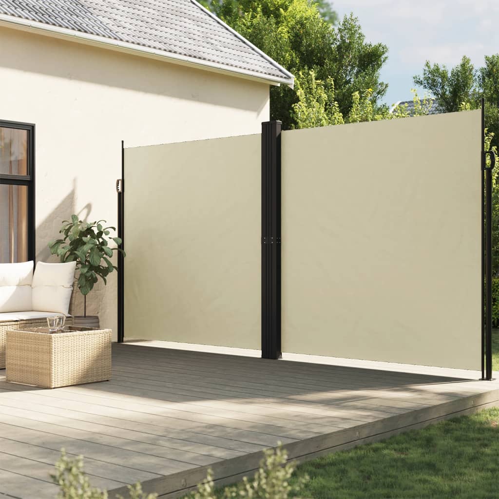 Uttrekkbar sidemarkise 220x1200 cm kremhvit