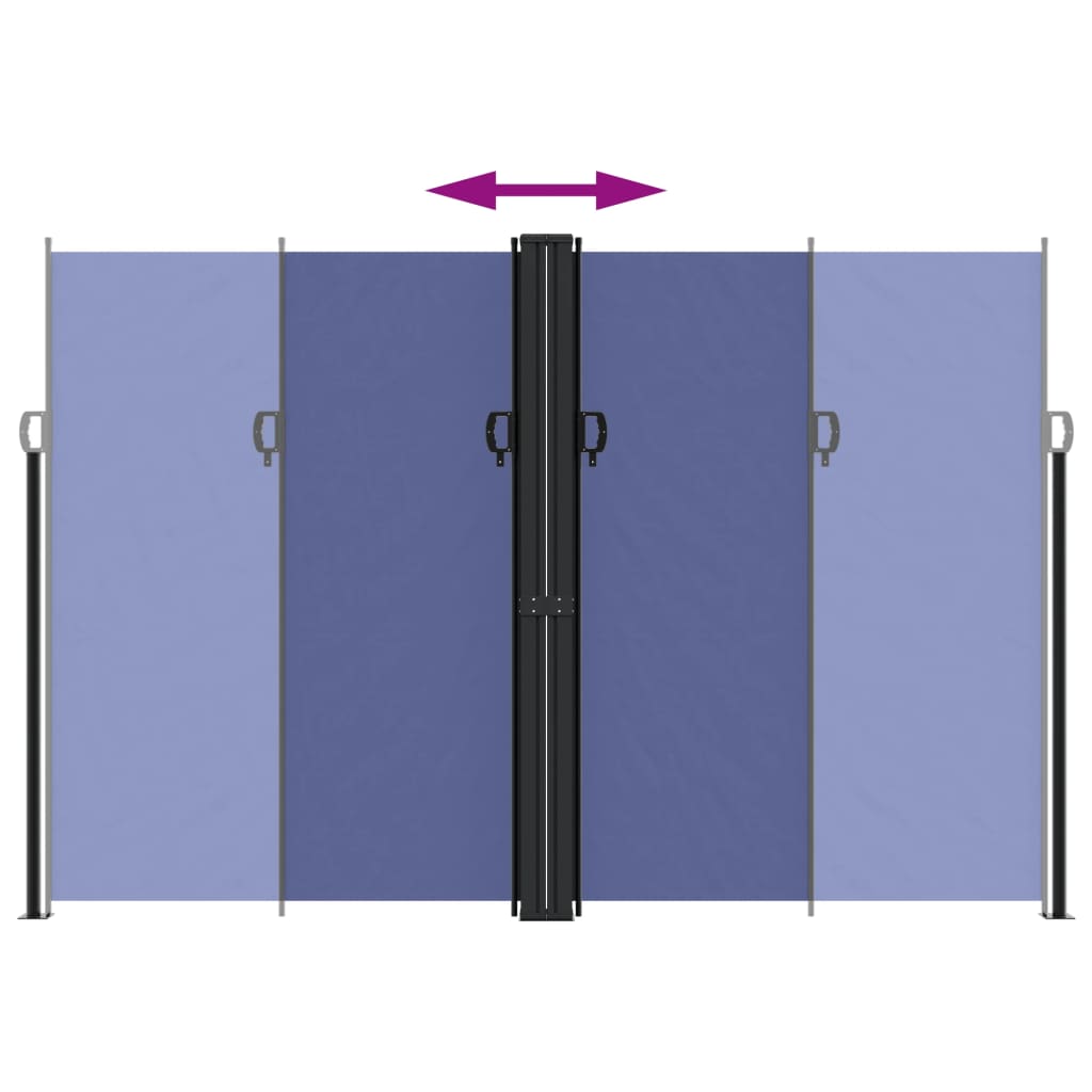 Uttrekkbar sidemarkise blå 220x1200 cm