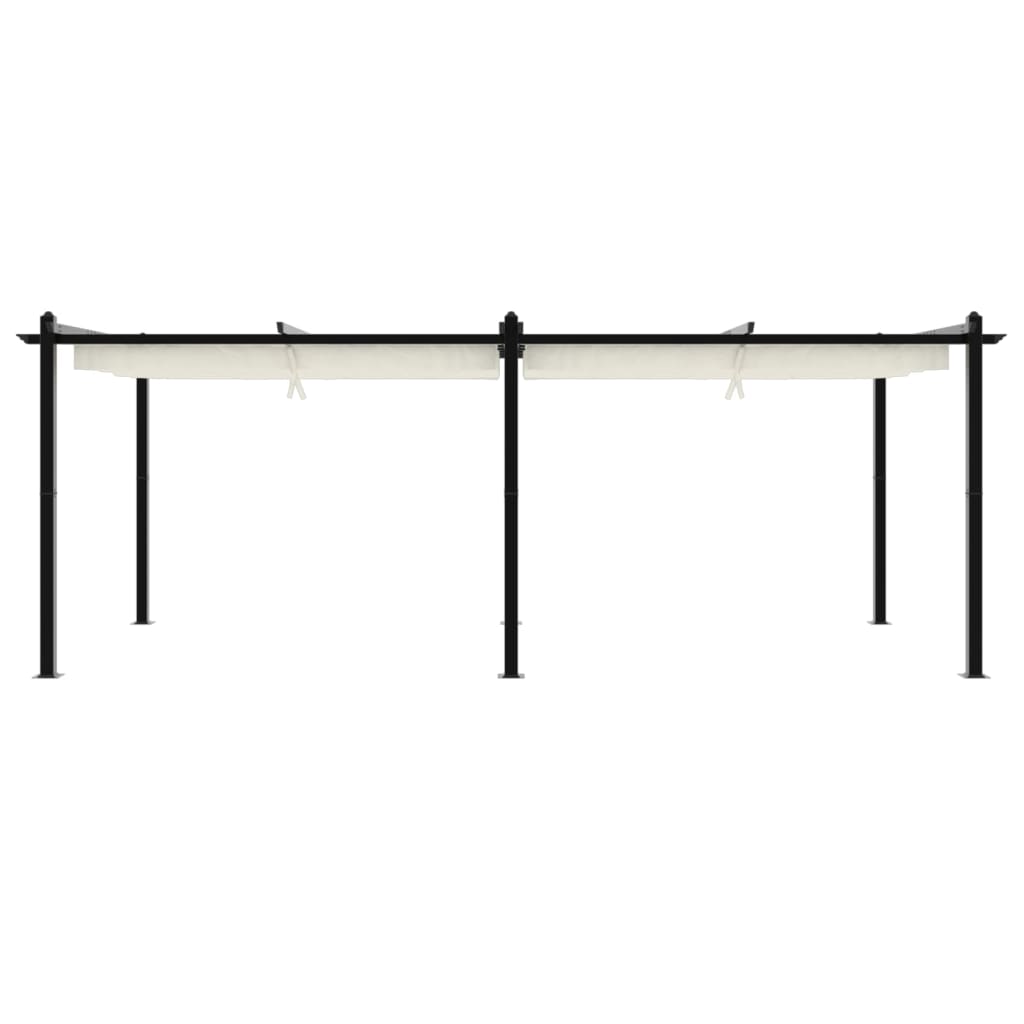 Hagepaviljong med uttrekkbar tak kremhvit 3x6 m aluminium