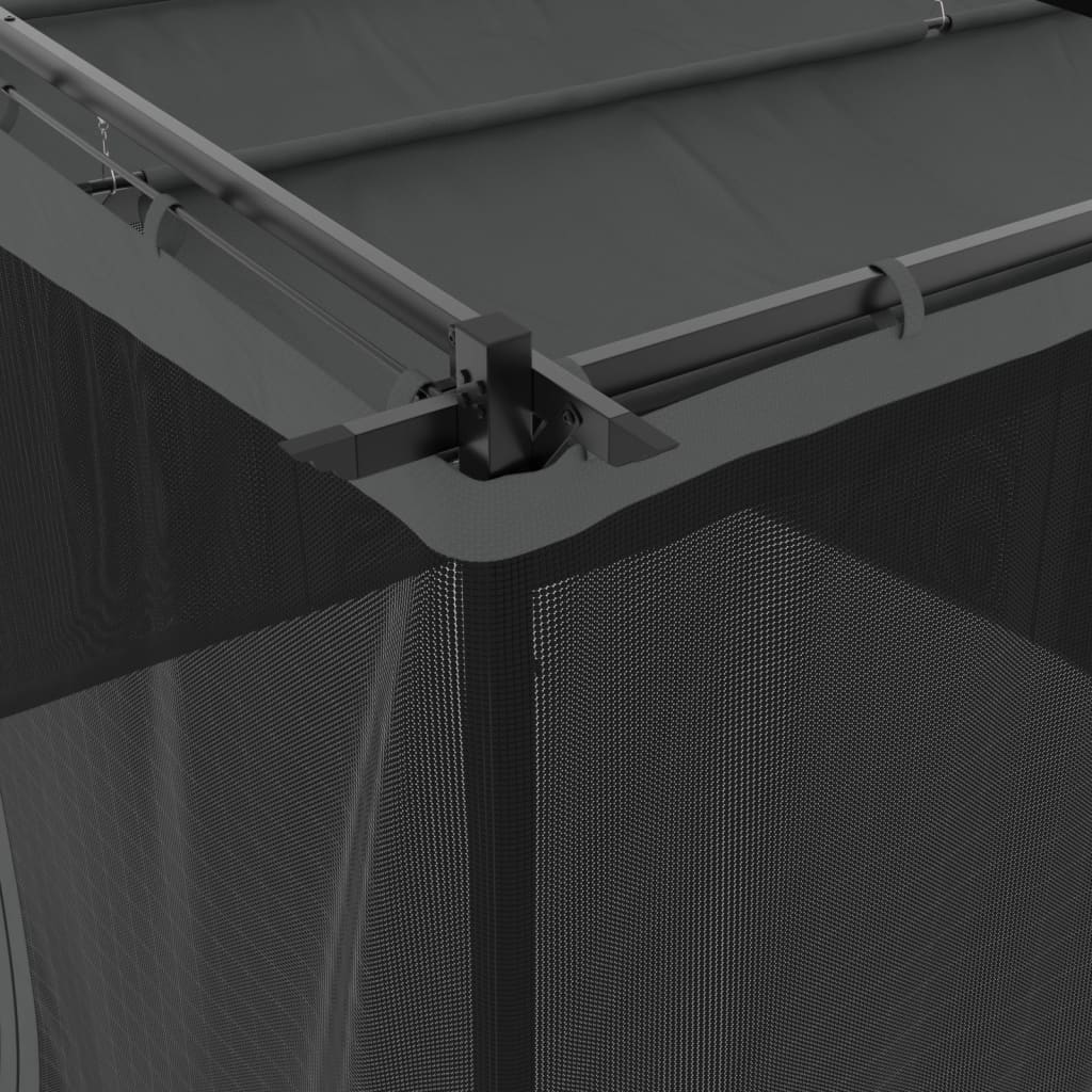 Paviljong med nettingvegger antrasitt 3x3 m stål