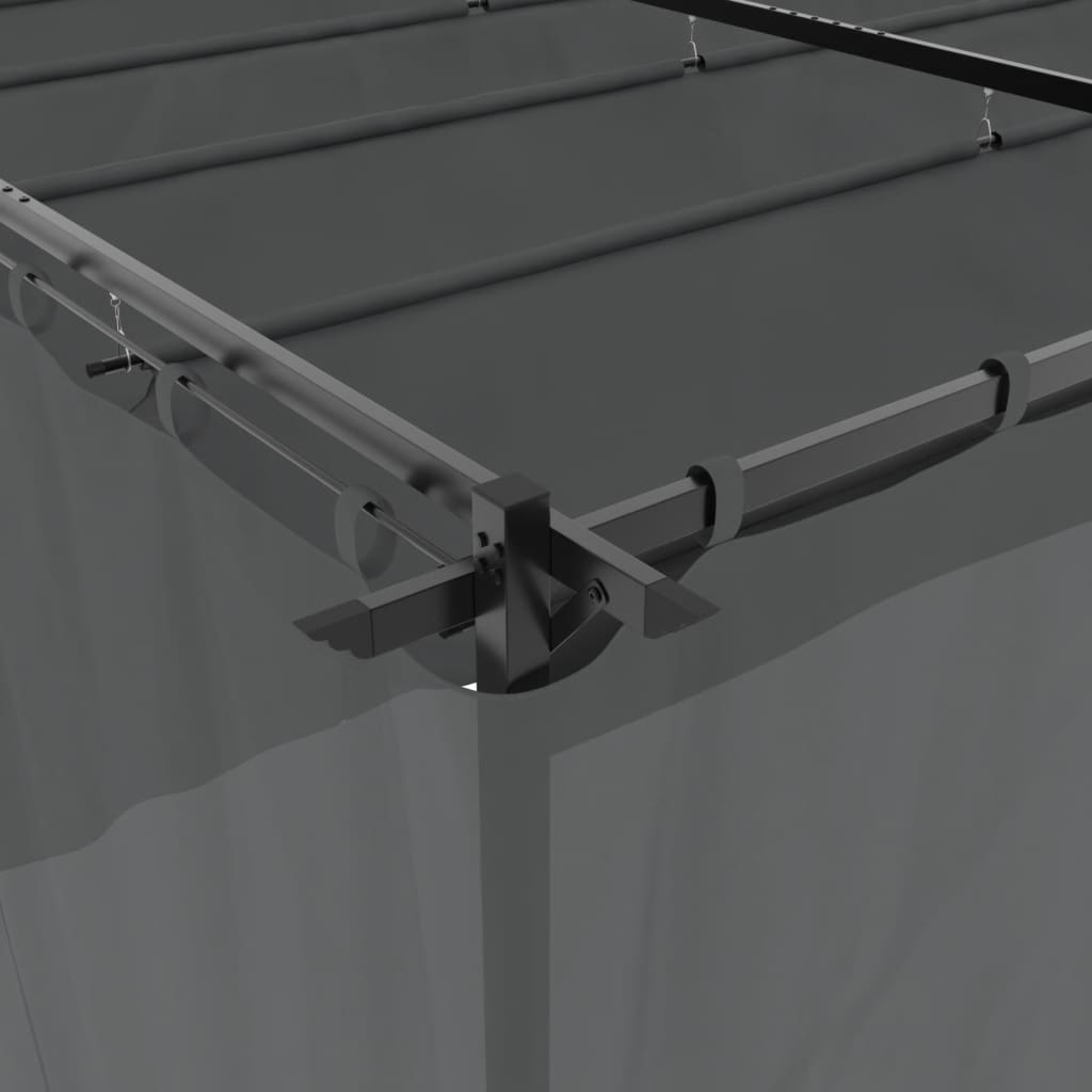 Paviljong med gardiner antrasitt 6x3 m stål