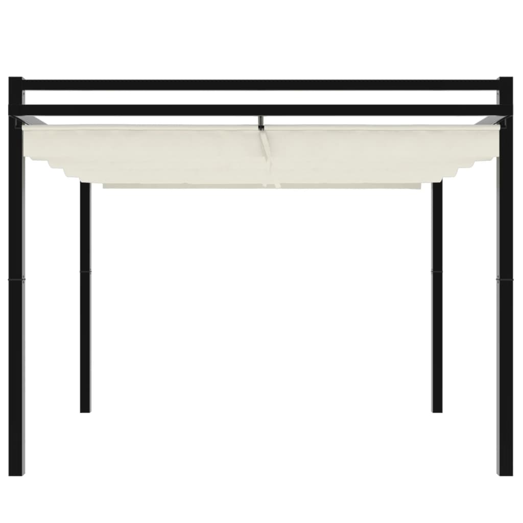 Hagepaviljong med uttrekkbar tak kremhvit 3x3 m aluminium