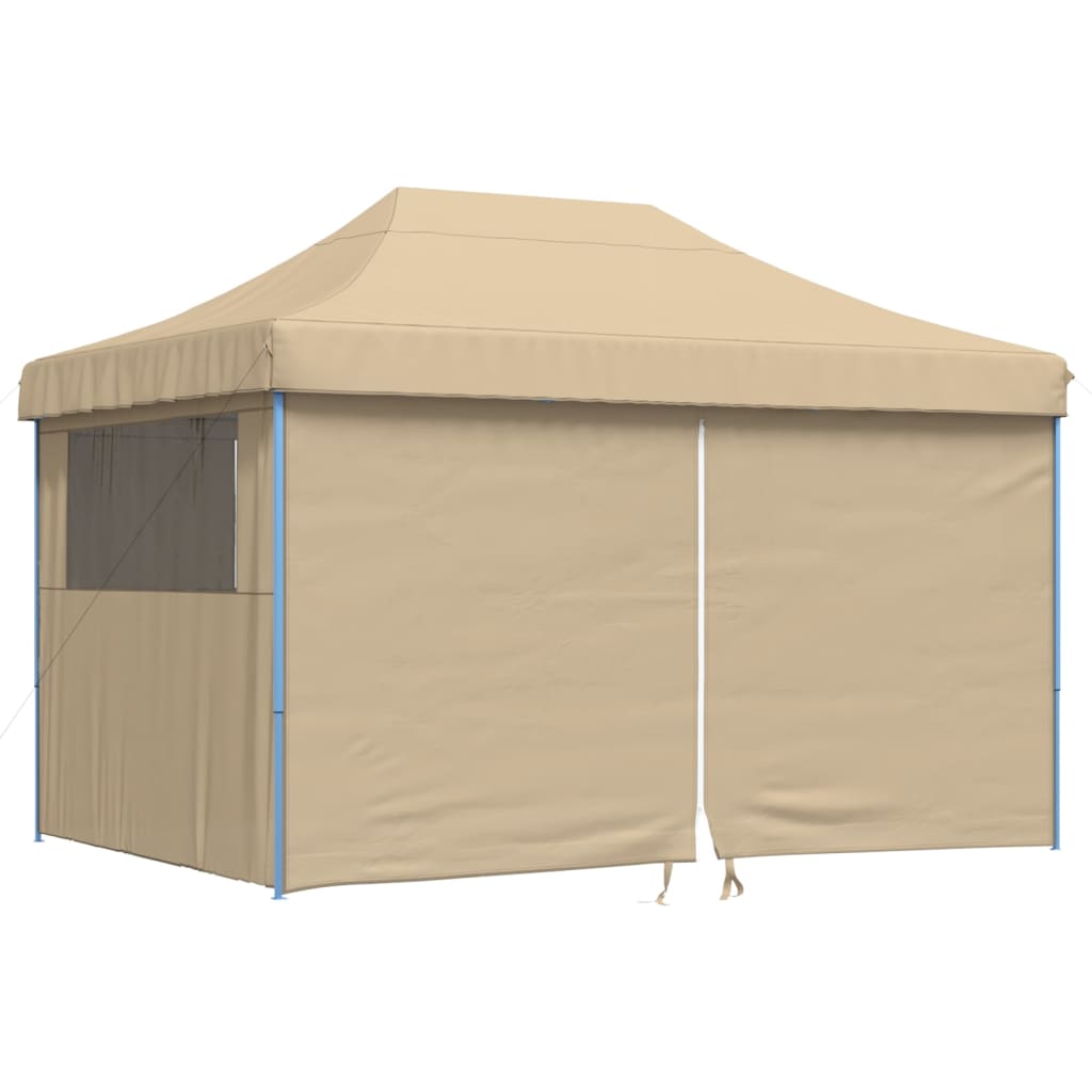 Sammenleggbart partytelt pop-up med 4 sidevegger beige