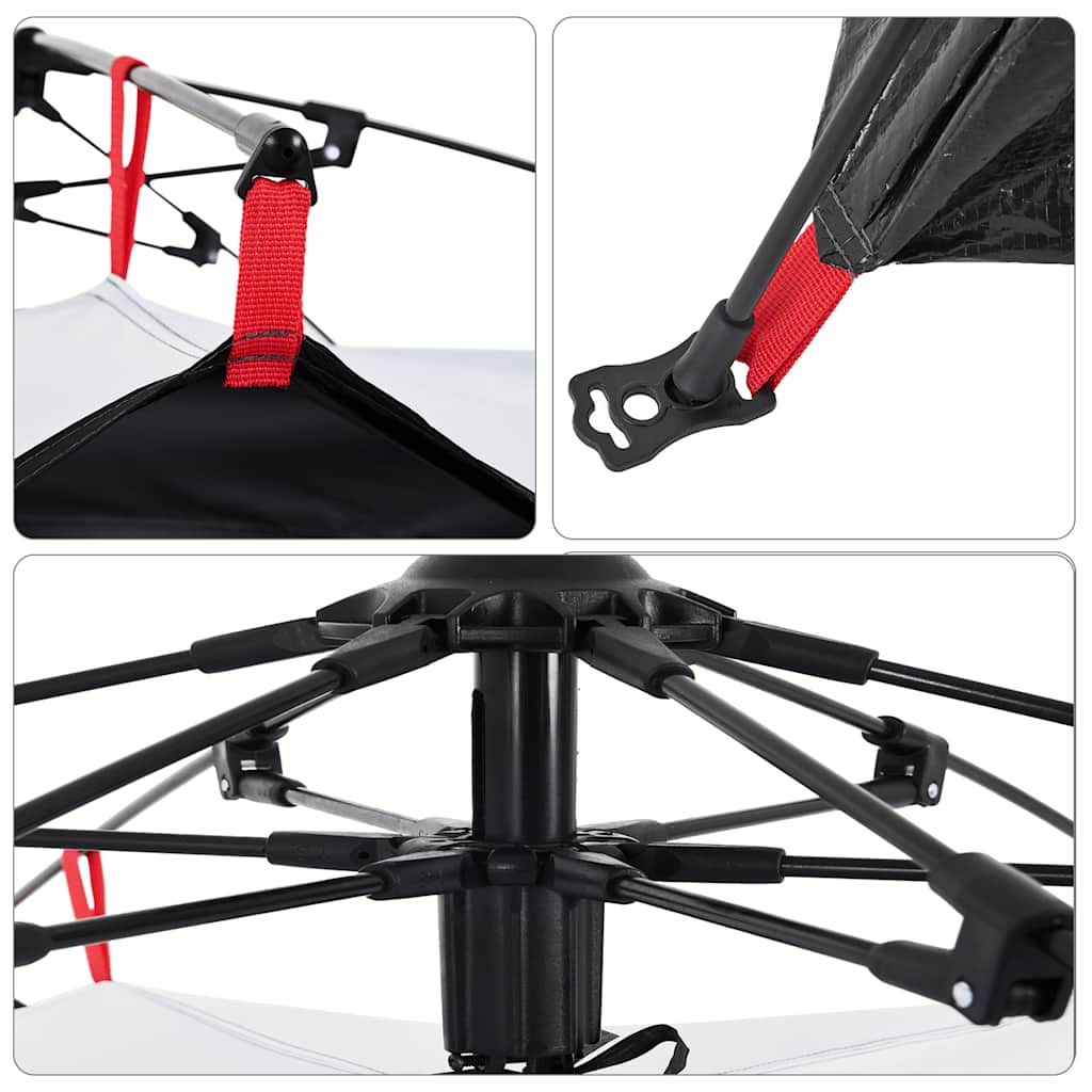 Campingtelt 3 personer hvit blendingsstoff hurtigutløser