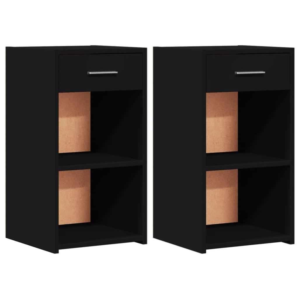 Nattbord 2 stk svart 35x34x65 cm konstruert tre