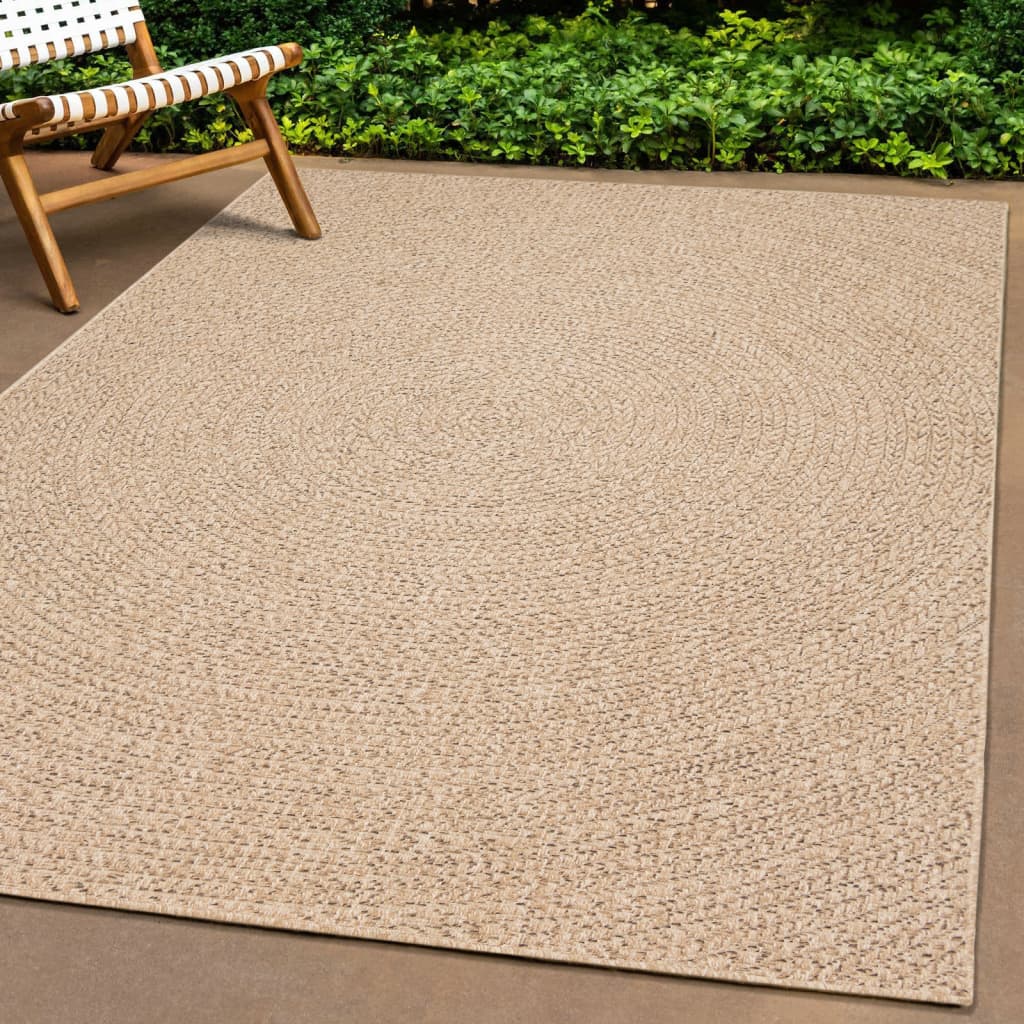 Teppe ZIZUR 240x240 cm jute-utseende innendørs og utendørs