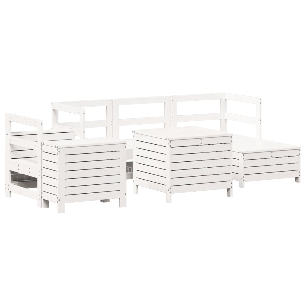 Hagesofasett 7 deler hvit heltre furu