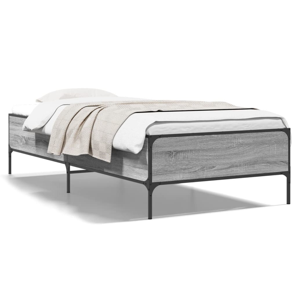 Sengeramme grå sonoma 90x190 cm konstruert tre og metall
