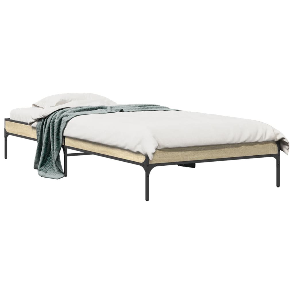 Sengeramme sonoma eik 90x190 cm konstruert tre og metall
