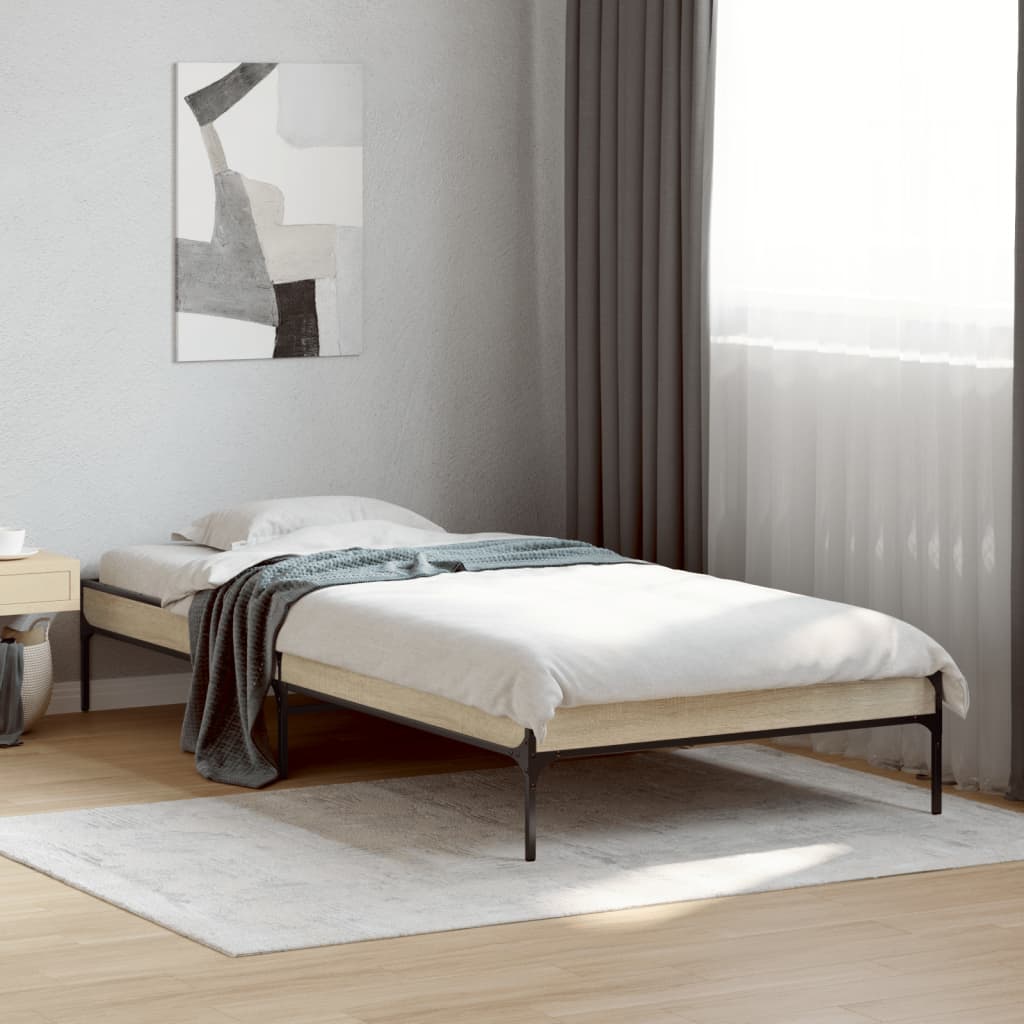 Sengeramme sonoma eik 90x190 cm konstruert tre og metall